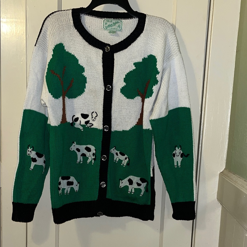 Cotton Salsa Vintage Cow Print Cardigan